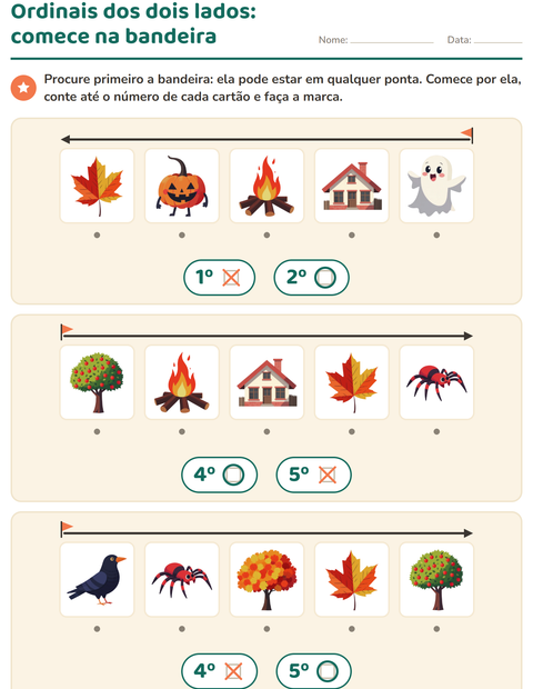 Pré-visualização da ficha de Números ordinais com Diversos para Educação infantil (pré-escola, 5-7 anos)