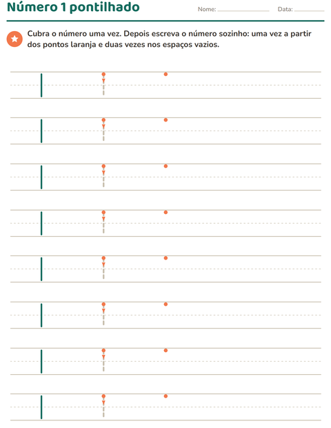 Pré-visualização da ficha de Números pontilhados para Educação infantil (pré-escola, 5-7 anos)