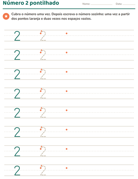 Pré-visualização da ficha de Números pontilhados para Educação infantil (pré-escola, 5-7 anos)