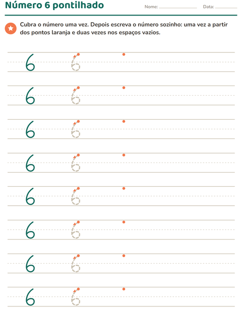 Pré-visualização da ficha de Números pontilhados para Educação infantil (pré-escola, 5-7 anos)