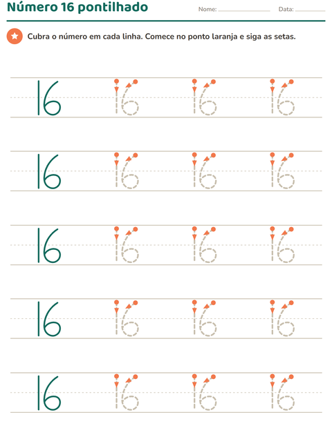 Pré-visualização da ficha de Números pontilhados para Educação infantil (pré-escola, 5-7 anos)