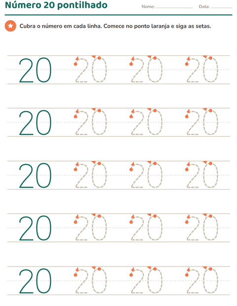Pré-visualização da ficha de Números pontilhados para Educação infantil (pré-escola, 5-7 anos)