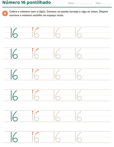 Pré-visualização da ficha de Números pontilhados para Educação infantil (pré-escola, 5-7 anos)