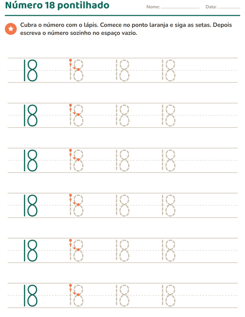 Pré-visualização da ficha de Números pontilhados para Educação infantil (pré-escola, 5-7 anos)