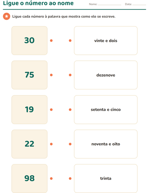 Pré-visualização da ficha de Números por extenso para 1º ano do ensino fundamental
