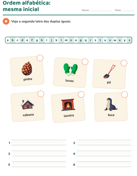 Pré-visualização da ficha de Ordem alfabética com Inverno para 1º ano do ensino fundamental