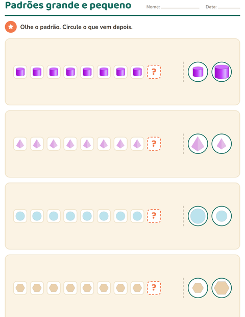 Pré-visualização da ficha de Padrões com Formas para Educação infantil (pré-escola, 5-7 anos)