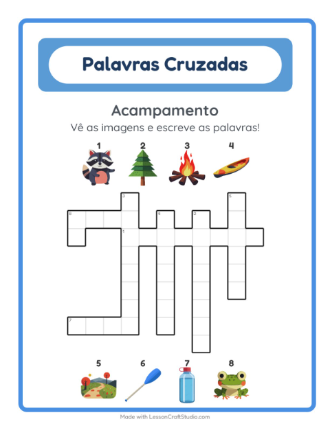 Pré-visualização da ficha de Palavras Cruzadas para 2º ano do ensino fundamental