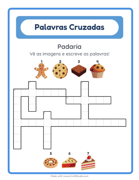 Pré-visualização da ficha de Palavras Cruzadas para 2º ano do ensino fundamental