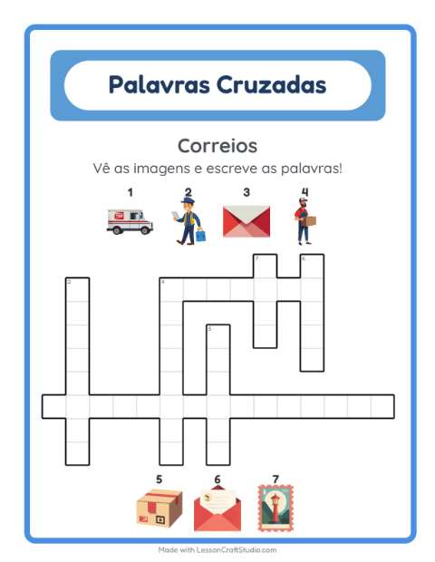 Pré-visualização da ficha de Palavras Cruzadas para 2º ano do ensino fundamental
