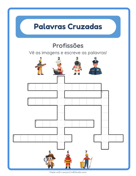 Pré-visualização da ficha de Palavras Cruzadas para 2º ano do ensino fundamental