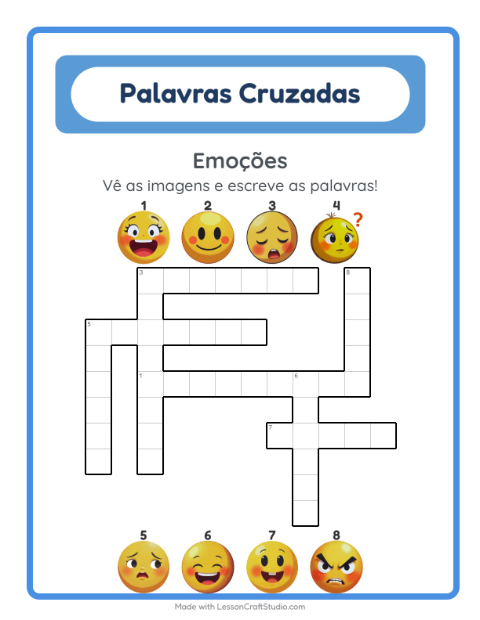 Pré-visualização da ficha de Palavras Cruzadas para 2º ano do ensino fundamental