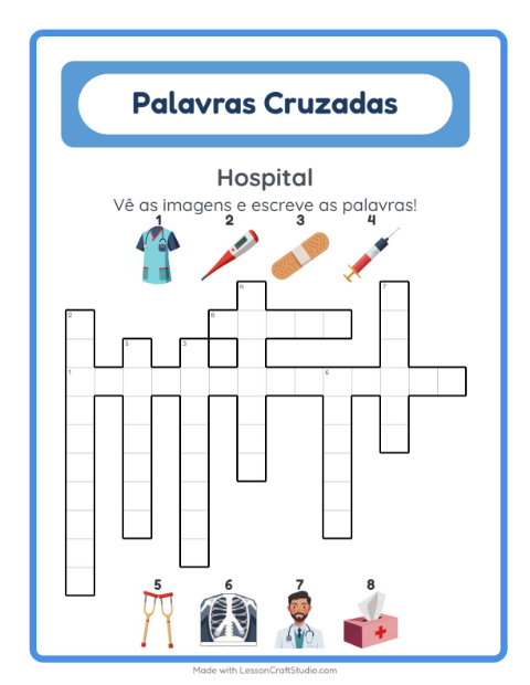 Pré-visualização da ficha de Palavras Cruzadas para 2º ano do ensino fundamental