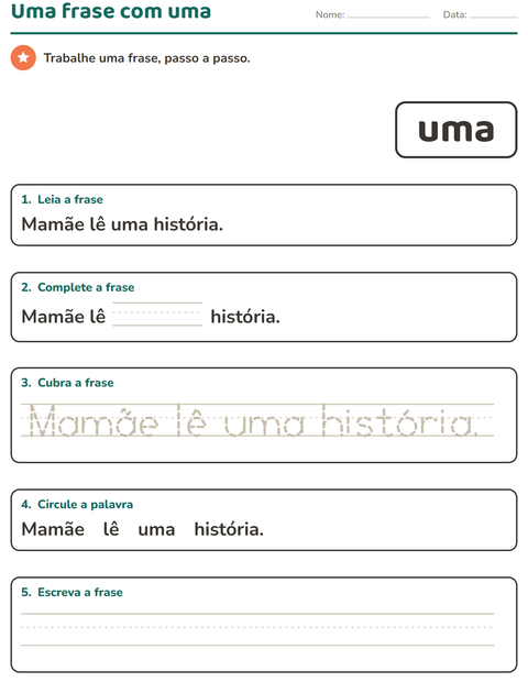 Pré-visualização da ficha de Palavras frequentes para Educação infantil (pré-escola, 5-7 anos)