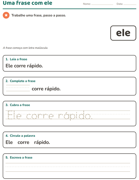 Pré-visualização da ficha de Palavras frequentes para Educação infantil (pré-escola, 5-7 anos)
