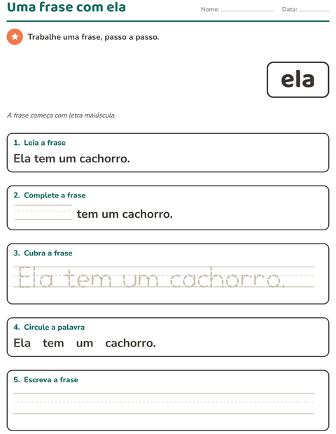Pré-visualização da ficha de Palavras frequentes para Educação infantil (pré-escola, 5-7 anos)