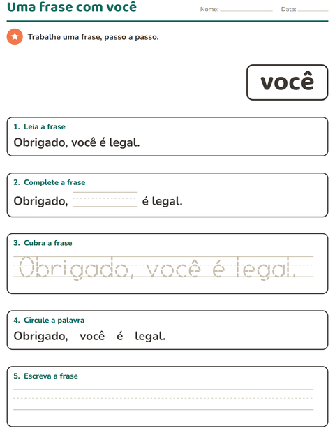 Pré-visualização da ficha de Palavras frequentes para Educação infantil (pré-escola, 5-7 anos)