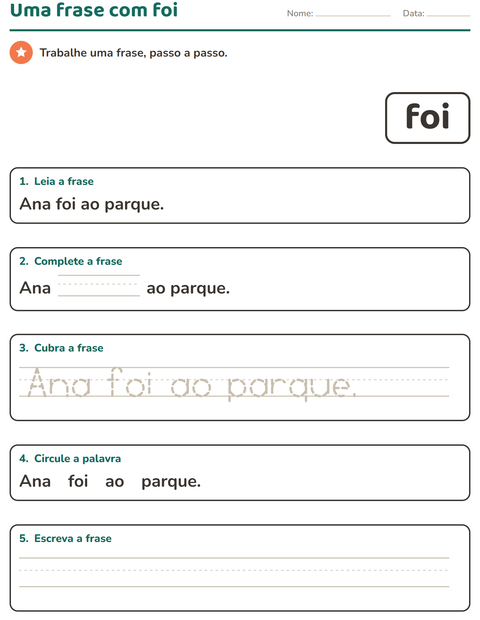 Pré-visualização da ficha de Palavras frequentes para Educação infantil (pré-escola, 5-7 anos)