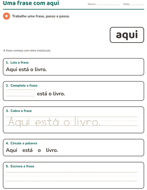 Pré-visualização da ficha de Palavras frequentes para Educação infantil (pré-escola, 5-7 anos)