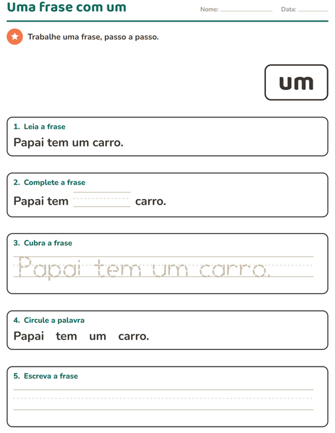 Pré-visualização da ficha de Palavras frequentes para Educação infantil (pré-escola, 5-7 anos)