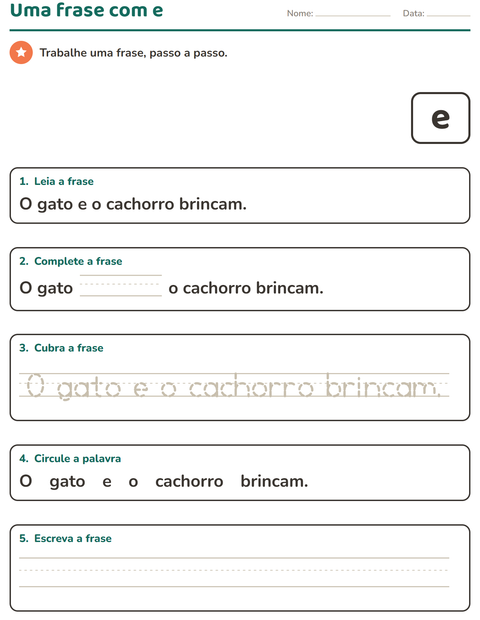 Pré-visualização da ficha de Palavras frequentes para Educação infantil (pré-escola, 5-7 anos)