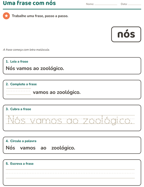 Pré-visualização da ficha de Palavras frequentes para Educação infantil (pré-escola, 5-7 anos)