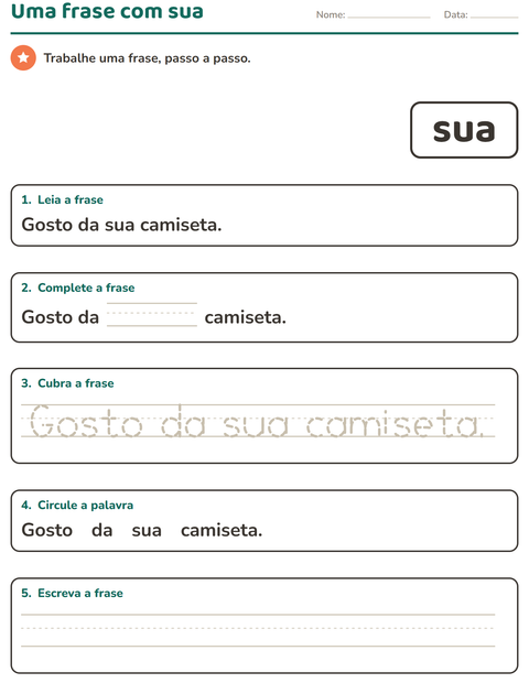 Pré-visualização da ficha de Palavras frequentes para Educação infantil (pré-escola, 5-7 anos)