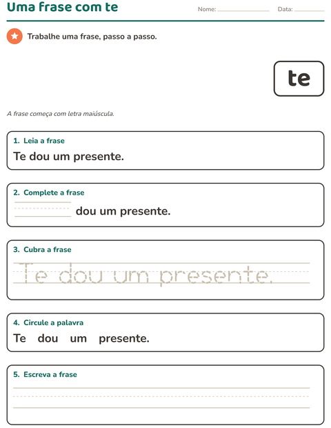 Pré-visualização da ficha de Palavras frequentes para Educação infantil (pré-escola, 5-7 anos)