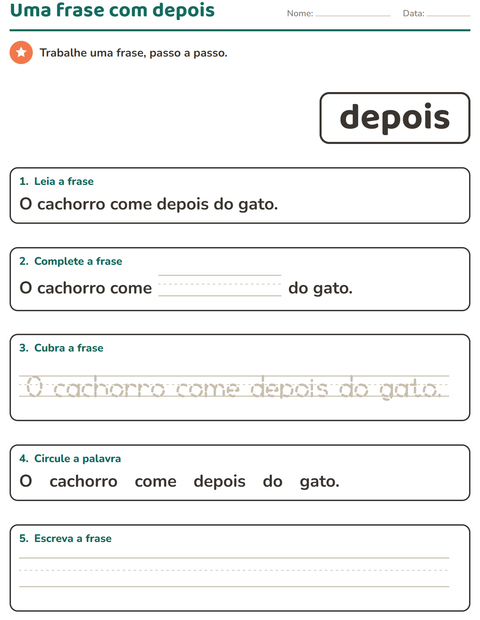 Pré-visualização da ficha de Palavras frequentes para Educação infantil (pré-escola, 5-7 anos)