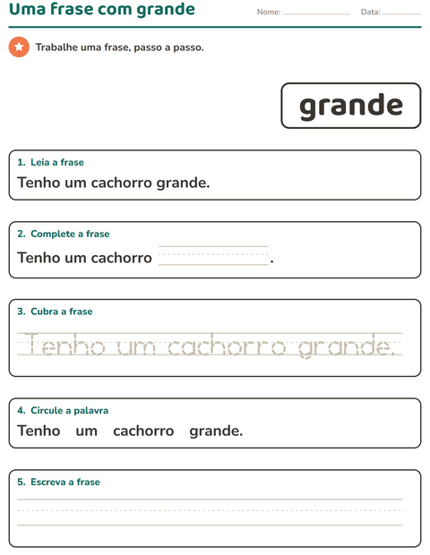 Pré-visualização da ficha de Palavras frequentes para Educação infantil (pré-escola, 5-7 anos)