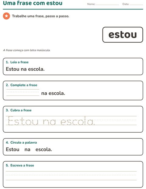 Pré-visualização da ficha de Palavras frequentes para Educação infantil (pré-escola, 5-7 anos)