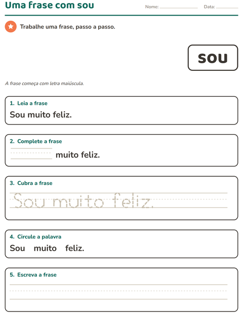 Pré-visualização da ficha de Palavras frequentes para Educação infantil (pré-escola, 5-7 anos)