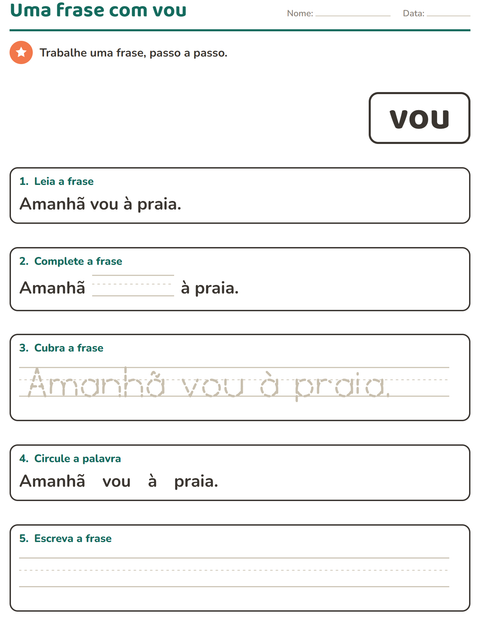 Pré-visualização da ficha de Palavras frequentes para Educação infantil (pré-escola, 5-7 anos)