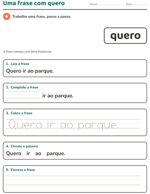 Pré-visualização da ficha de Palavras frequentes para Educação infantil (pré-escola, 5-7 anos)