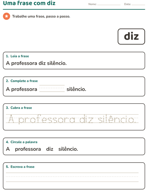 Pré-visualização da ficha de Palavras frequentes para Educação infantil (pré-escola, 5-7 anos)