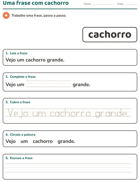 Pré-visualização da ficha de Palavras frequentes para Educação infantil (pré-escola, 5-7 anos)