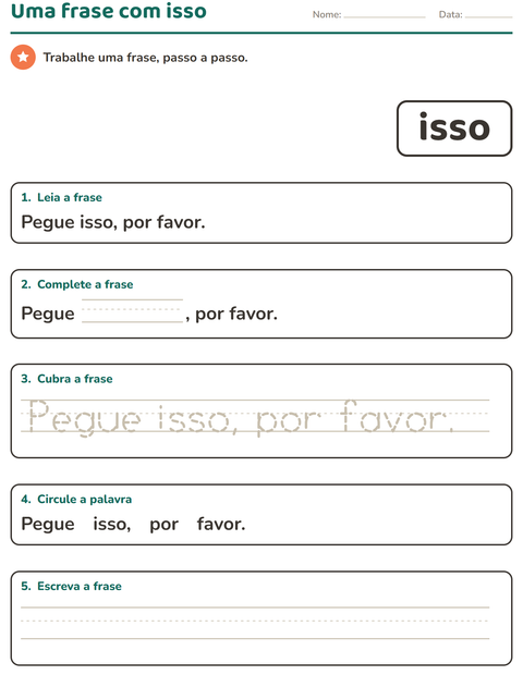Pré-visualização da ficha de Palavras frequentes para Educação infantil (pré-escola, 5-7 anos)