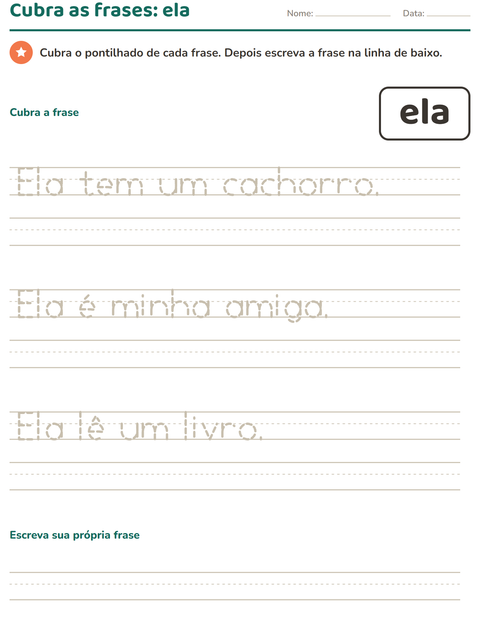 Pré-visualização da ficha de Palavras frequentes para Educação infantil (pré-escola, 5-7 anos)