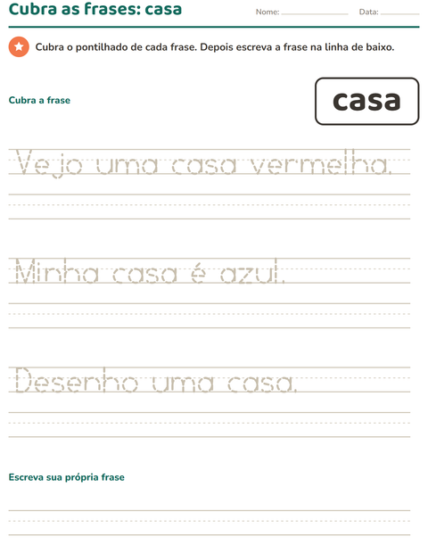 Pré-visualização da ficha de Palavras frequentes para Educação infantil (pré-escola, 5-7 anos)