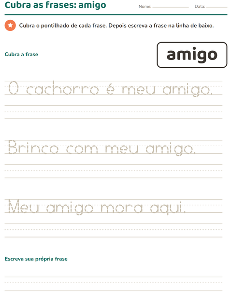 Pré-visualização da ficha de Palavras frequentes para Educação infantil (pré-escola, 5-7 anos)