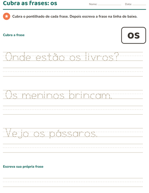 Pré-visualização da ficha de Palavras frequentes para Educação infantil (pré-escola, 5-7 anos)