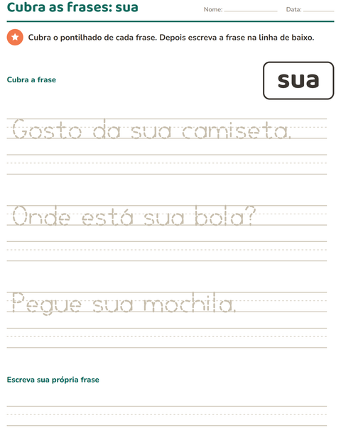 Pré-visualização da ficha de Palavras frequentes para Educação infantil (pré-escola, 5-7 anos)