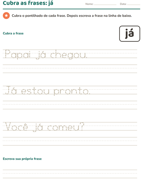 Pré-visualização da ficha de Palavras frequentes para Educação infantil (pré-escola, 5-7 anos)