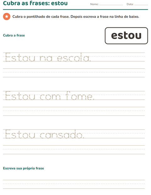 Pré-visualização da ficha de Palavras frequentes para Educação infantil (pré-escola, 5-7 anos)