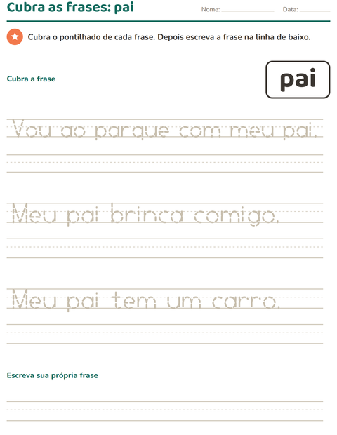 Pré-visualização da ficha de Palavras frequentes para Educação infantil (pré-escola, 5-7 anos)