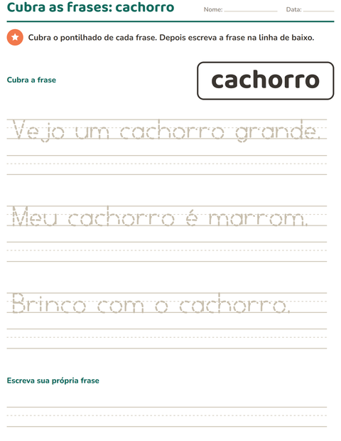 Pré-visualização da ficha de Palavras frequentes para Educação infantil (pré-escola, 5-7 anos)