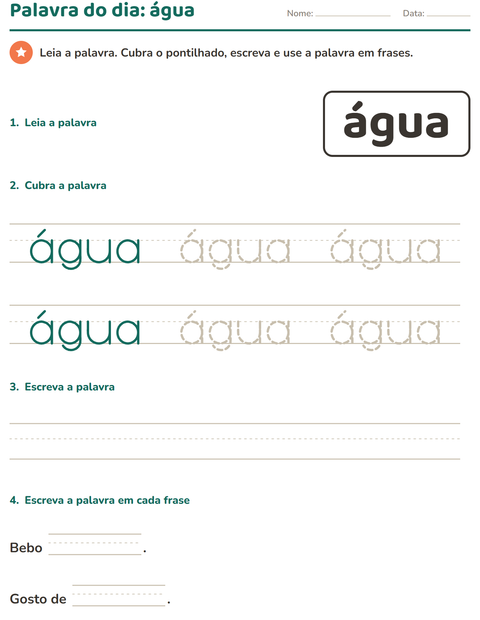 Pré-visualização da ficha de Palavras frequentes para Educação infantil (pré-escola, 5-7 anos)