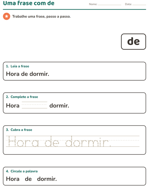 Pré-visualização da ficha de Palavras frequentes para Educação infantil (pré-escola, 5-7 anos)