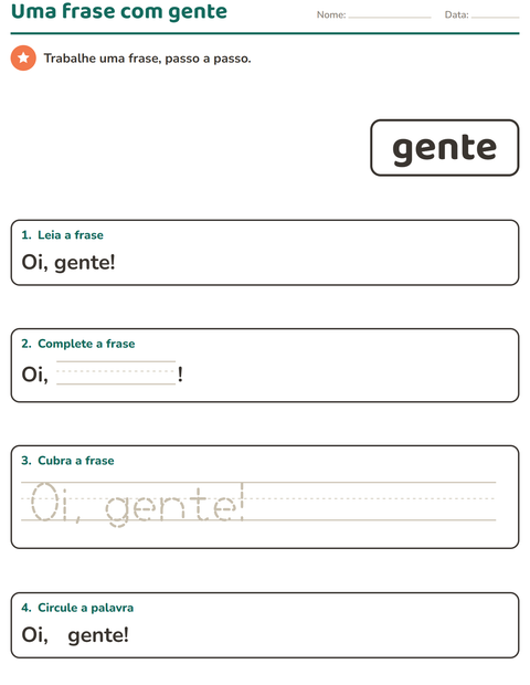 Pré-visualização da ficha de Palavras frequentes para Educação infantil (pré-escola, 5-7 anos)