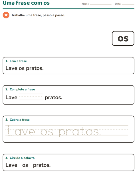 Pré-visualização da ficha de Palavras frequentes para Educação infantil (pré-escola, 5-7 anos)